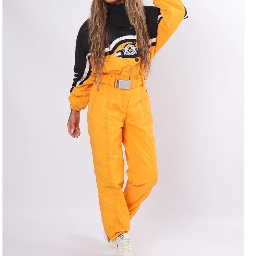 Vintage Bogner Markus Wasmeier Yellow One Piece Ski Suit Size 8